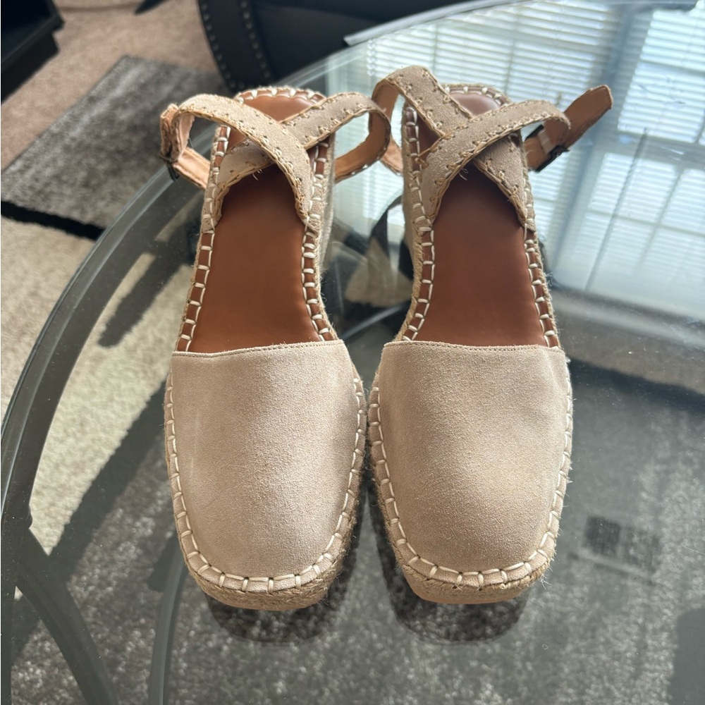 Crown Vintage Kenarsi 3 Espadrille Wedge Sandal Size 9.5M Taupe Stone NWOT - Picture 1 of 8